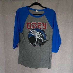 Obey 3/4 sleeve Wolf Baseball Tee